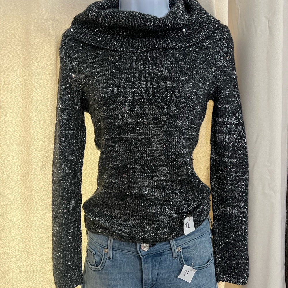 White House Black Market Charcoal Cowl Neck Sweater